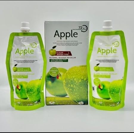 Apple Ammonia-Free Black Hair Cream 500ml (Pack of 2) Fast-Coloring, Gentle Hair Dye Solution