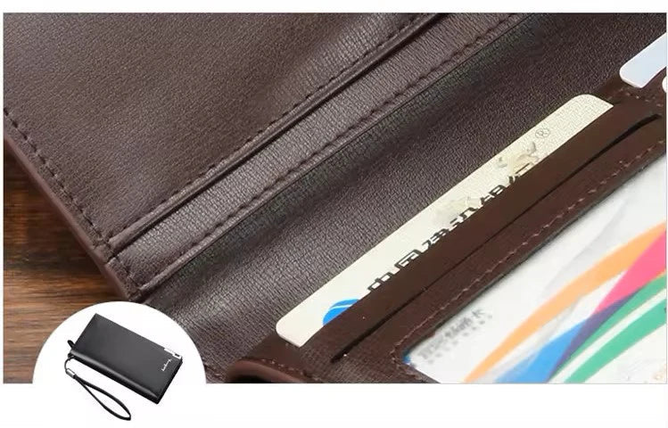 Long Leather Wallet with Zipper Phone Pocket